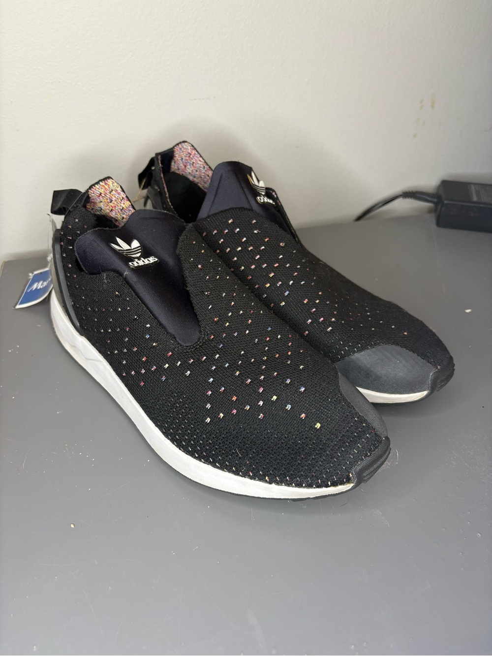 Adidas Black Adistar Cushion Sneakers with Multicolor Speckle
